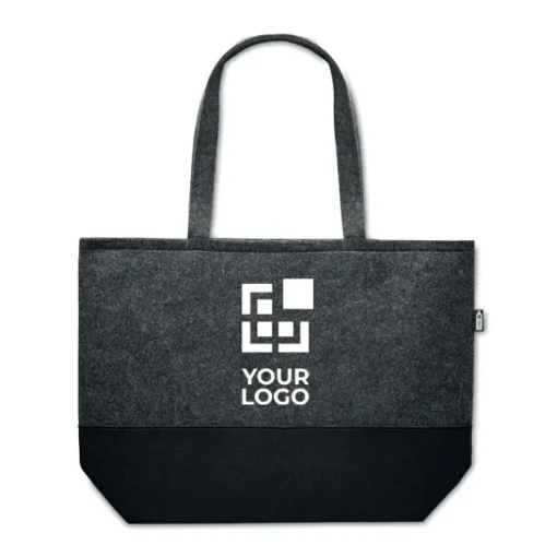 Gift Campaign Shopper personalizzata in feltro con fondo in nero Duo City RPET> Borse Di Tela Personalizzate