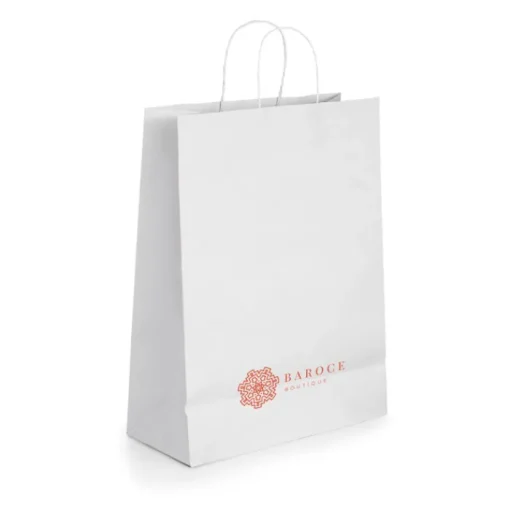 Gift Campaign Shopper personalizzate in carta kraft bianca da 90 g/m2 Retail> Buste Di Carta