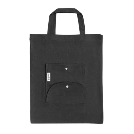 Gift Campaign Shopper pieghevole in cotone con tasca esterna e manici corti 140g/m2> Shopper In Cotone Personalizzate