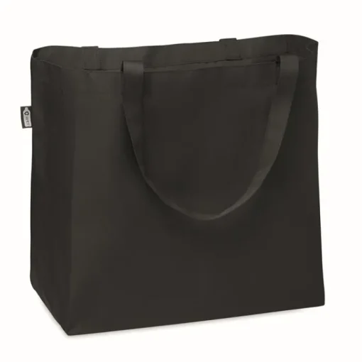 Gift Campaign Shopper promozionale con soffietto e manici lunghi in RPET 600D Store> Borse Per La Spesa|Tote Bag Personalizzate