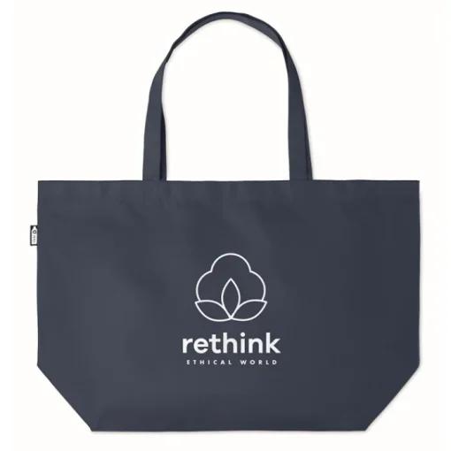 Gift Campaign Shopper promozionale con soffietto e manici lunghi in RPET 600D Store> Borse Per La Spesa|Tote Bag Personalizzate