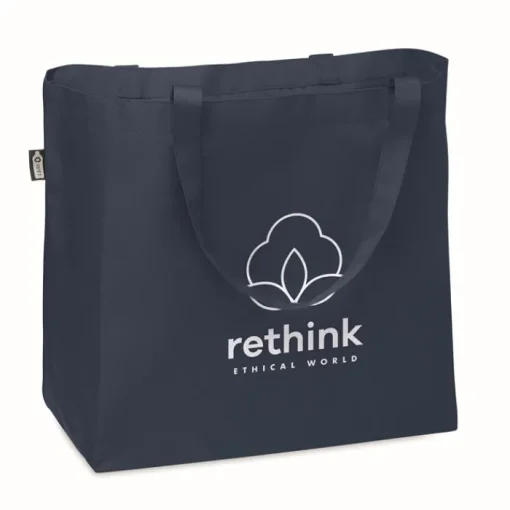 Gift Campaign Shopper promozionale con soffietto e manici lunghi in RPET 600D Store> Borse Per La Spesa|Tote Bag Personalizzate
