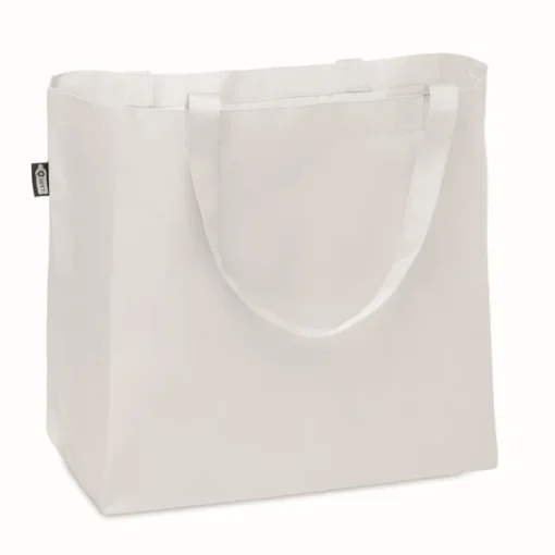 Gift Campaign Shopper promozionale con soffietto e manici lunghi in RPET 600D Store> Borse Per La Spesa|Tote Bag Personalizzate