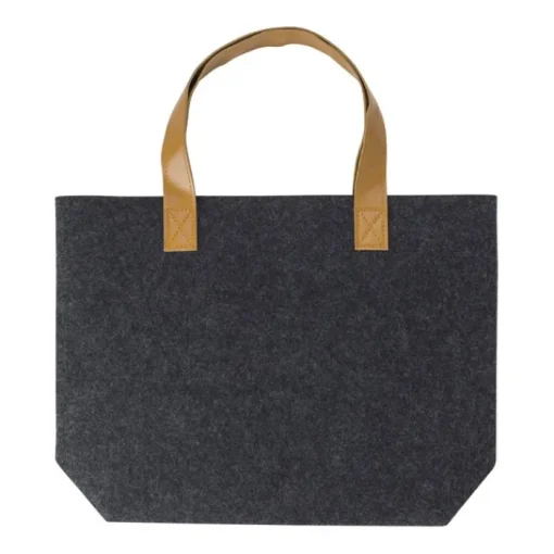 Gift Campaign Shopping bag aperta in feltro RPET con manici in pelle sintetica> Borse Di Tela Personalizzate