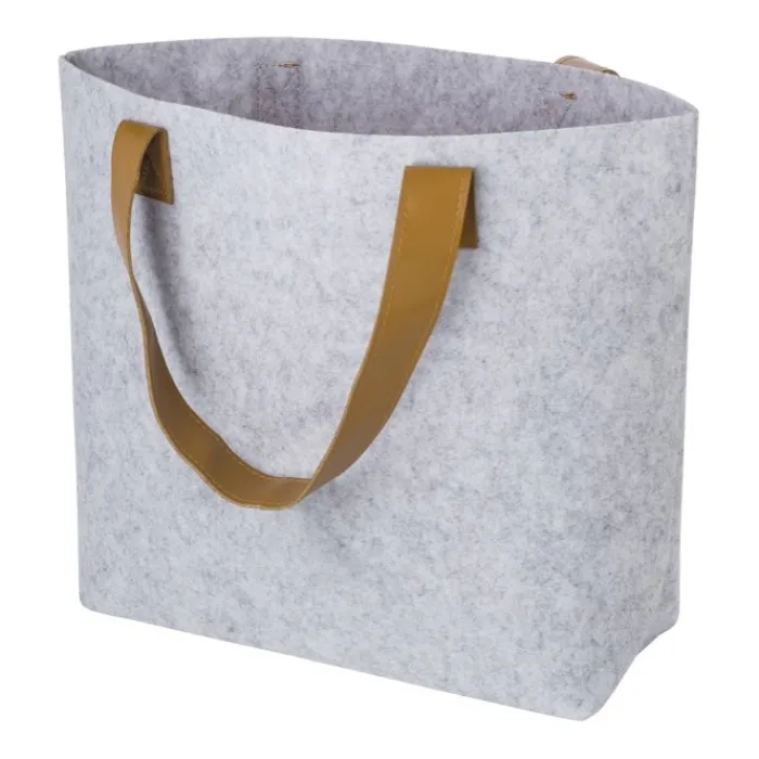 Gift Campaign Shopping bag aperta in feltro RPET con manici in pelle sintetica> Borse Di Tela Personalizzate