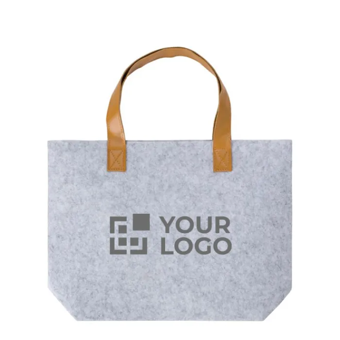 Gift Campaign Shopping bag aperta in feltro RPET con manici in pelle sintetica> Borse Di Tela Personalizzate