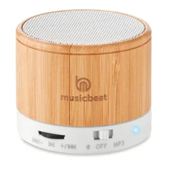 Gift Campaign Speaker bluetooth 4.2 cilindrico in ABS in bambù con luce LED Natura><noscript><img width=