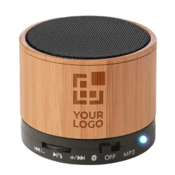 Gift Campaign Speaker bluetooth 4.2 cilindrico in ABS in bambù con luce LED Natura><noscript><img width=