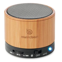 Gift Campaign Speaker bluetooth 4.2 cilindrico in ABS in bambù con luce LED Natura><noscript><img width=