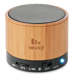 Gift Campaign Speaker bluetooth 4.2 cilindrico in ABS in bambù con luce LED Natura><noscript><img width=