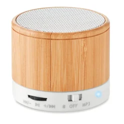 Gift Campaign Speaker bluetooth 4.2 cilindrico in ABS in bambù con luce LED Natura><noscript><img width=