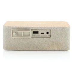 Gift Campaign Speaker con caricatore wireless in paglia, sughero a ABS Wheat Straw></noscript> Casse Personalizzate