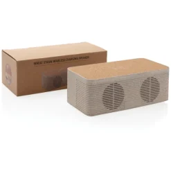 Gift Campaign Speaker con caricatore wireless in paglia, sughero a ABS Wheat Straw></noscript> Casse Personalizzate