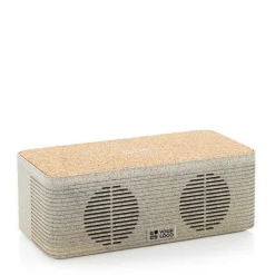 Gift Campaign Speaker con caricatore wireless in paglia, sughero a ABS Wheat Straw></noscript> Casse Personalizzate