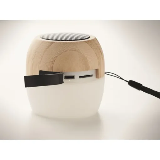 Gift Campaign Speaker personalizzati in bambù con luce ambientale e laccetto Pure> Casse Personalizzate