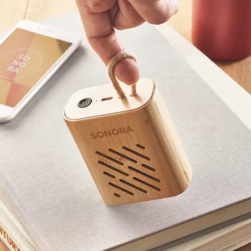 Gift Campaign Speaker wireless 5.0 in bambù ed indicazione luminosa a LED EcoMusic> Casse Personalizzate