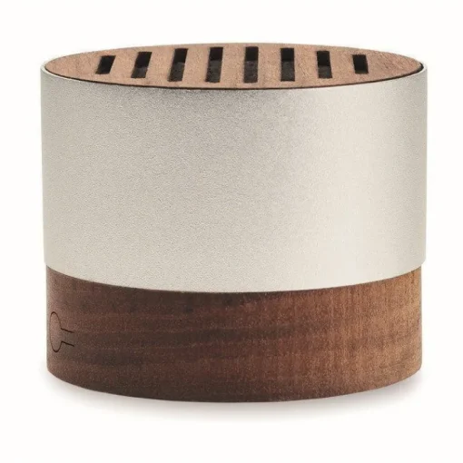Gift Campaign Speaker wireless alluminio riciclato con dettagli in di noce 3W> Casse Personalizzate