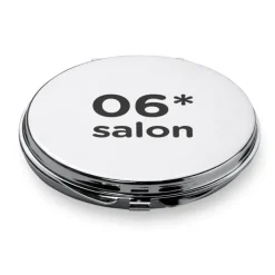 Gift Campaign Specchietto in metallo cromato con logo e doppio specchio UpTown></noscript> Gadget Per Parrucchieri|Specchietti Da Borsa