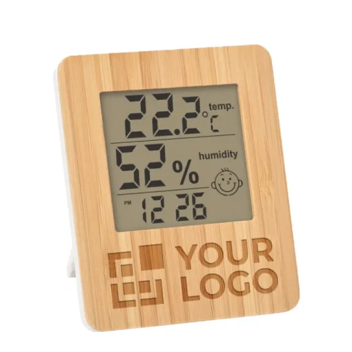 Gift Campaign Stazione meteo con logo schermo LCD frontale in bamboo Suncity> Altri Gadget Pubblicitari|Gadget Per L'Ufficio