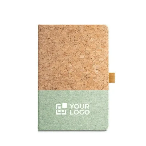 Gift Campaign Taccuini ecologici personalizzati a righe copertina sughero e lino Greener Colors> Taccuini Ecologici|Quaderni A5