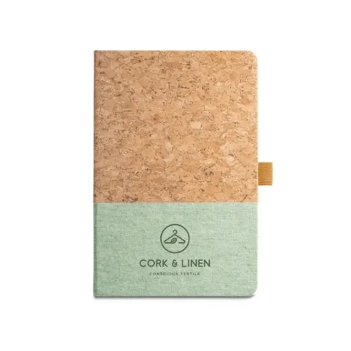 Gift Campaign Taccuini ecologici personalizzati a righe copertina sughero e lino Greener Colors> Taccuini Ecologici|Quaderni A5