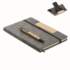 Gift Campaign Taccuino A5 a righe copertina in feltro penna e supporto per cellulare> Taccuini Con Penna|Quaderni A5