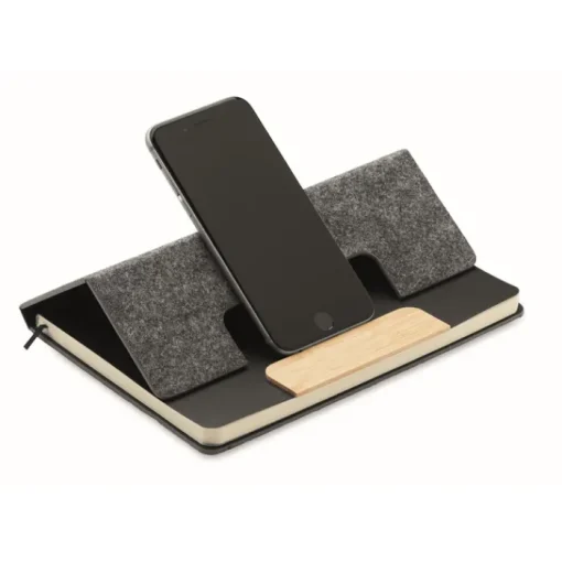 Gift Campaign Taccuino A5 a righe copertina in feltro penna e supporto per cellulare> Taccuini Con Penna|Quaderni A5