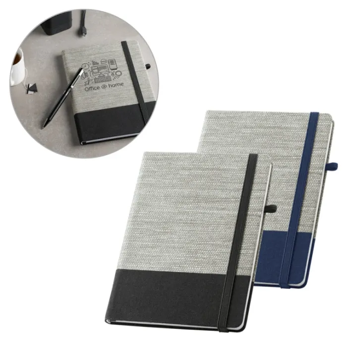 Gift Campaign Taccuino A5 bicolore in tela di cotone e paglia e fogli a righe Office> Quaderni A5