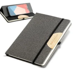 Gift Campaign Taccuino A5 con copertina in lino supporto telefono e pagine neutre></noscript> Quaderni A5