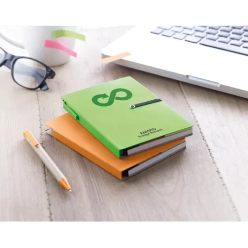 Gift Campaign Taccuino promozionale riciclato con memo adesivi e penna EcoSet> Post-It E Memo|Taccuini Tascabili E Quadernini A6