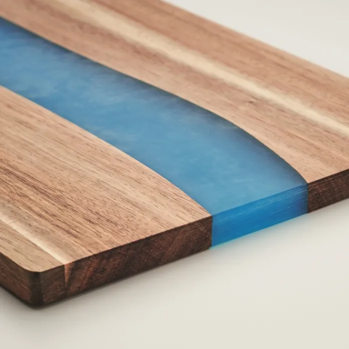 Gift Campaign Tagliere con logo in di acacia con dettaglio in resina epossidica> Taglieri