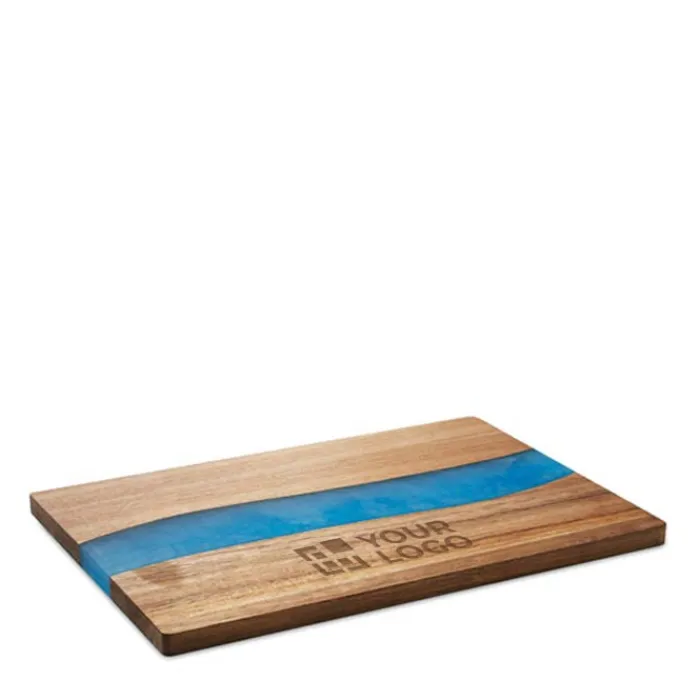 Gift Campaign Tagliere con logo in di acacia con dettaglio in resina epossidica> Taglieri