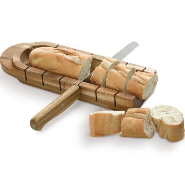 Gift Campaign Tagliere da pane in di acacia con scanalature e coltello> Taglieri