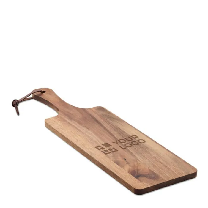 Gift Campaign Tagliere in di acacia con manico e cordino in PU> Taglieri