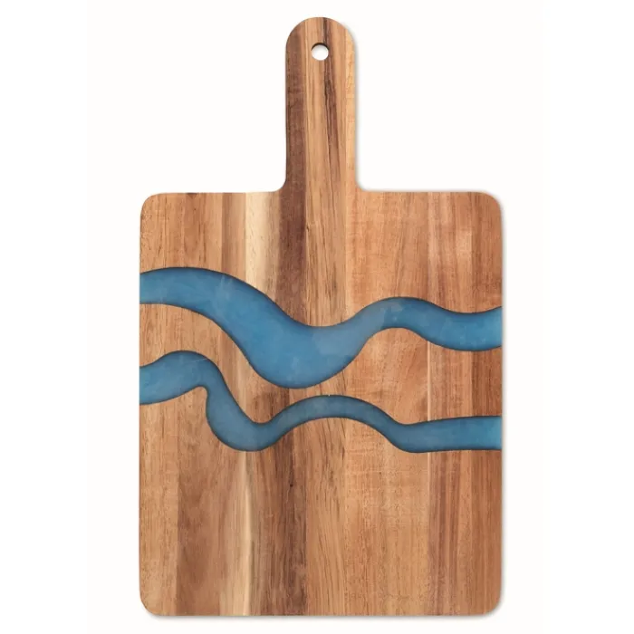 Gift Campaign Tagliere in di acacia con dettagli blu in resina epossidica> Taglieri