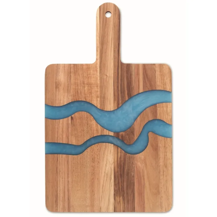Gift Campaign Tagliere in di acacia con dettagli blu in resina epossidica> Taglieri