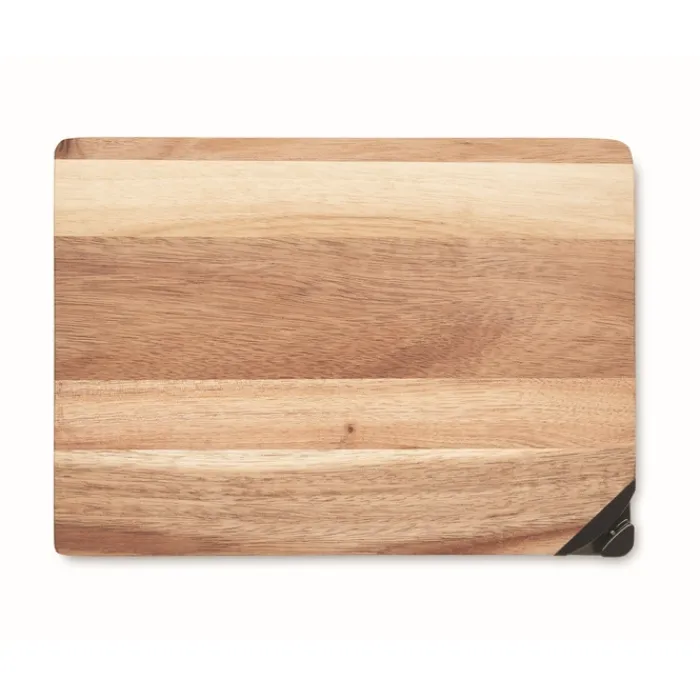 Gift Campaign Tagliere in personalizzato in acacia con affilalame su un angolo> Taglieri