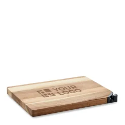 Gift Campaign Tagliere in personalizzato in acacia con affilalame su un angolo><noscript><img width=