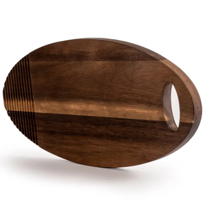 Gift Campaign Tagliere ovale in di acacia FSC con strisce in un'estremità> Taglieri