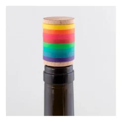 Gift Campaign Tappo in sughero e legno con anelli identificativi colorati in silicone></noscript> Gadget Per Vino