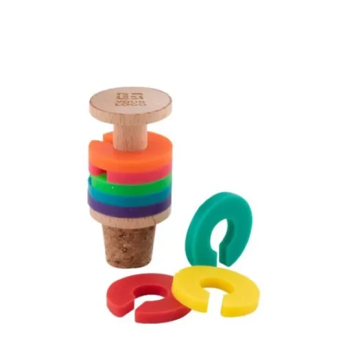 Gift Campaign Tappo in sughero e legno con anelli identificativi colorati in silicone> Gadget Per Vino