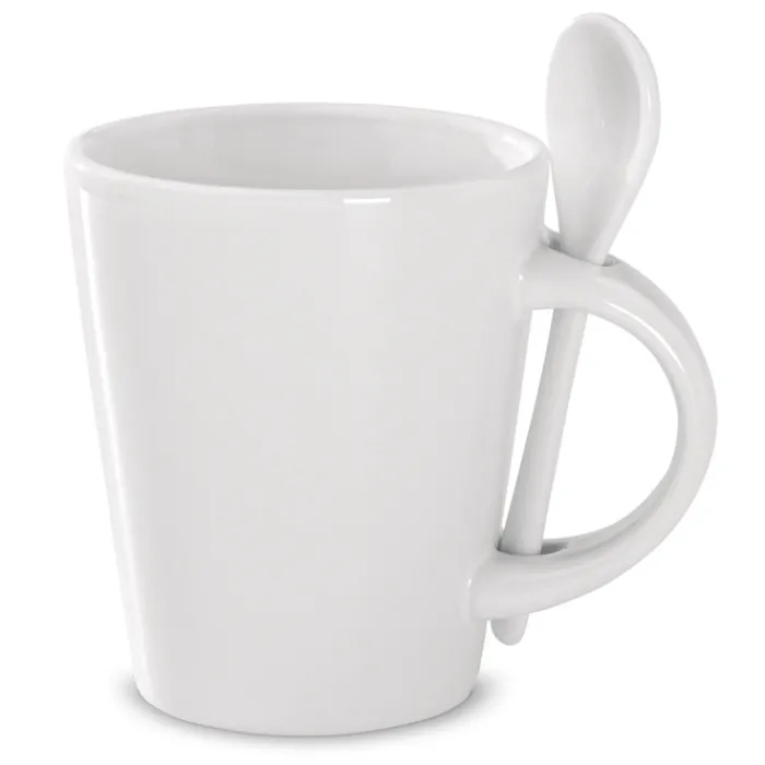 Gift Campaign Tazza aziendale sublimatica in ceramica con cucchiaio 300ml Sublimcon> Tazze Per Sublimazione Con Foto