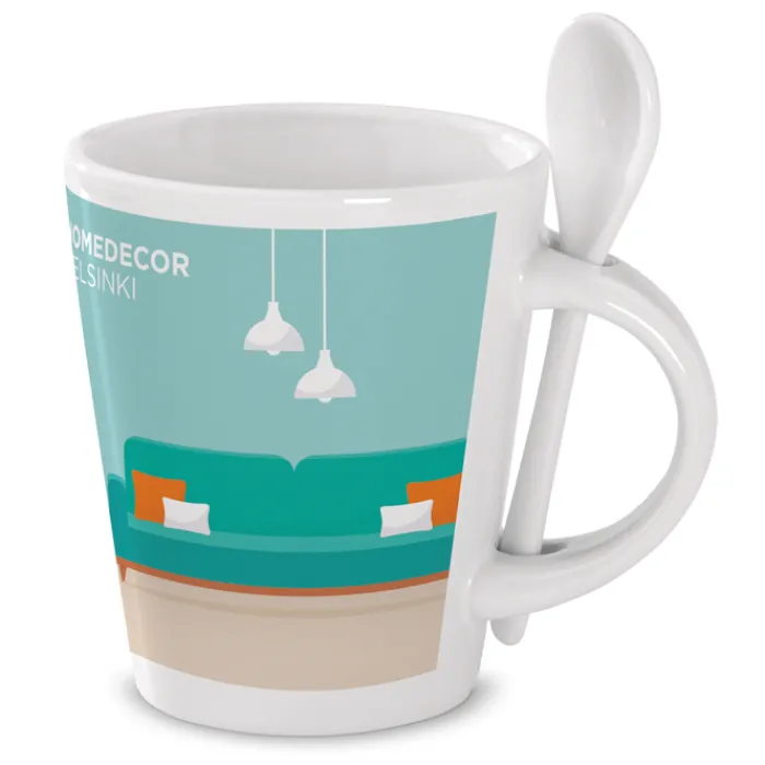 Gift Campaign Tazza aziendale sublimatica in ceramica con cucchiaio 300ml Sublimcon> Tazze Per Sublimazione Con Foto