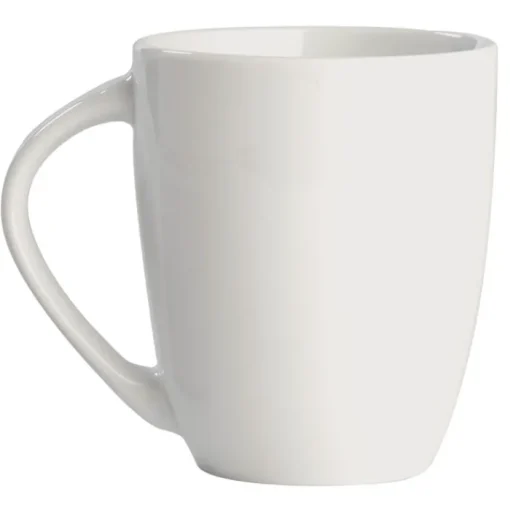 Gift Campaign Tazza bianca di ceramica con manico triangolare fatta in EU 270ml> Tazze Mug