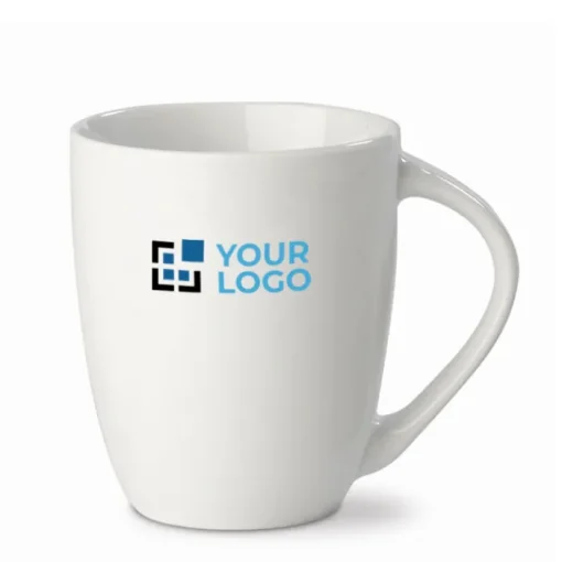 Gift Campaign Tazza bianca di ceramica con manico triangolare fatta in EU 270ml> Tazze Mug