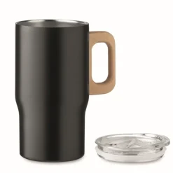 Gift Campaign Tazza da viaggio in acciaio inox riciclato e manico in legno 350ml> Bicchieri Termici Personalizzati