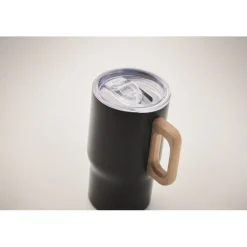 Gift Campaign Tazza da viaggio in acciaio inox riciclato e manico in legno 350ml></noscript> Bicchieri Termici Personalizzati