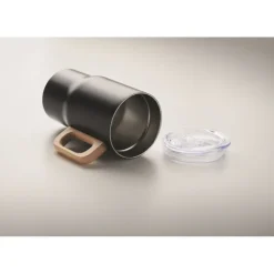 Gift Campaign Tazza da viaggio in acciaio inox riciclato e manico in legno 350ml></noscript> Bicchieri Termici Personalizzati