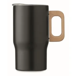 Gift Campaign Tazza da viaggio in acciaio inox riciclato e manico in legno 350ml></noscript> Bicchieri Termici Personalizzati