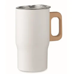 Gift Campaign Tazza da viaggio in acciaio inox riciclato e manico in legno 350ml></noscript> Bicchieri Termici Personalizzati
